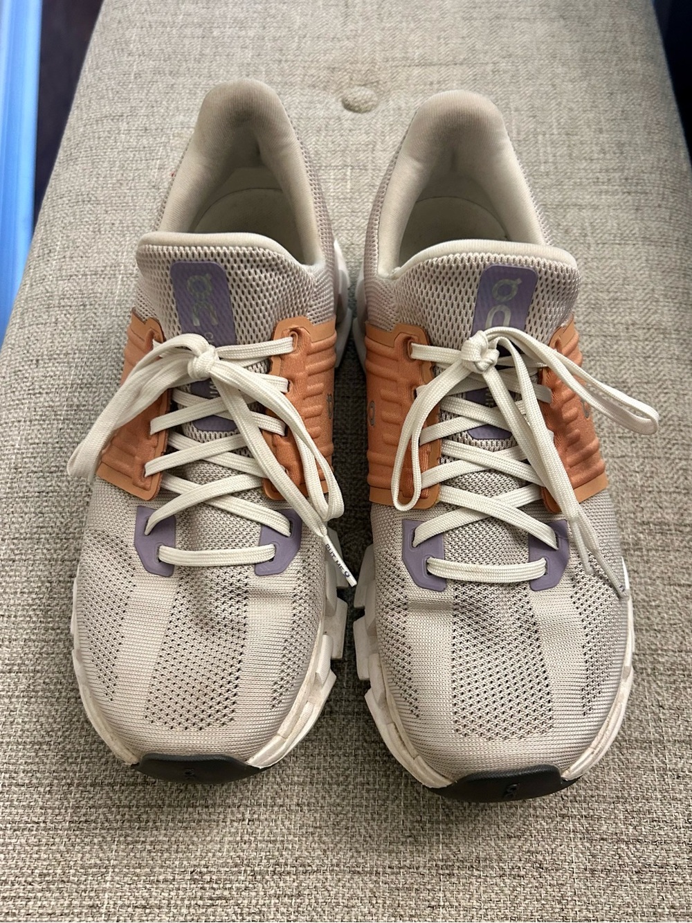 On Cloud Light Gray Women's Athletic Sneakers with Peach and Lavender Accents